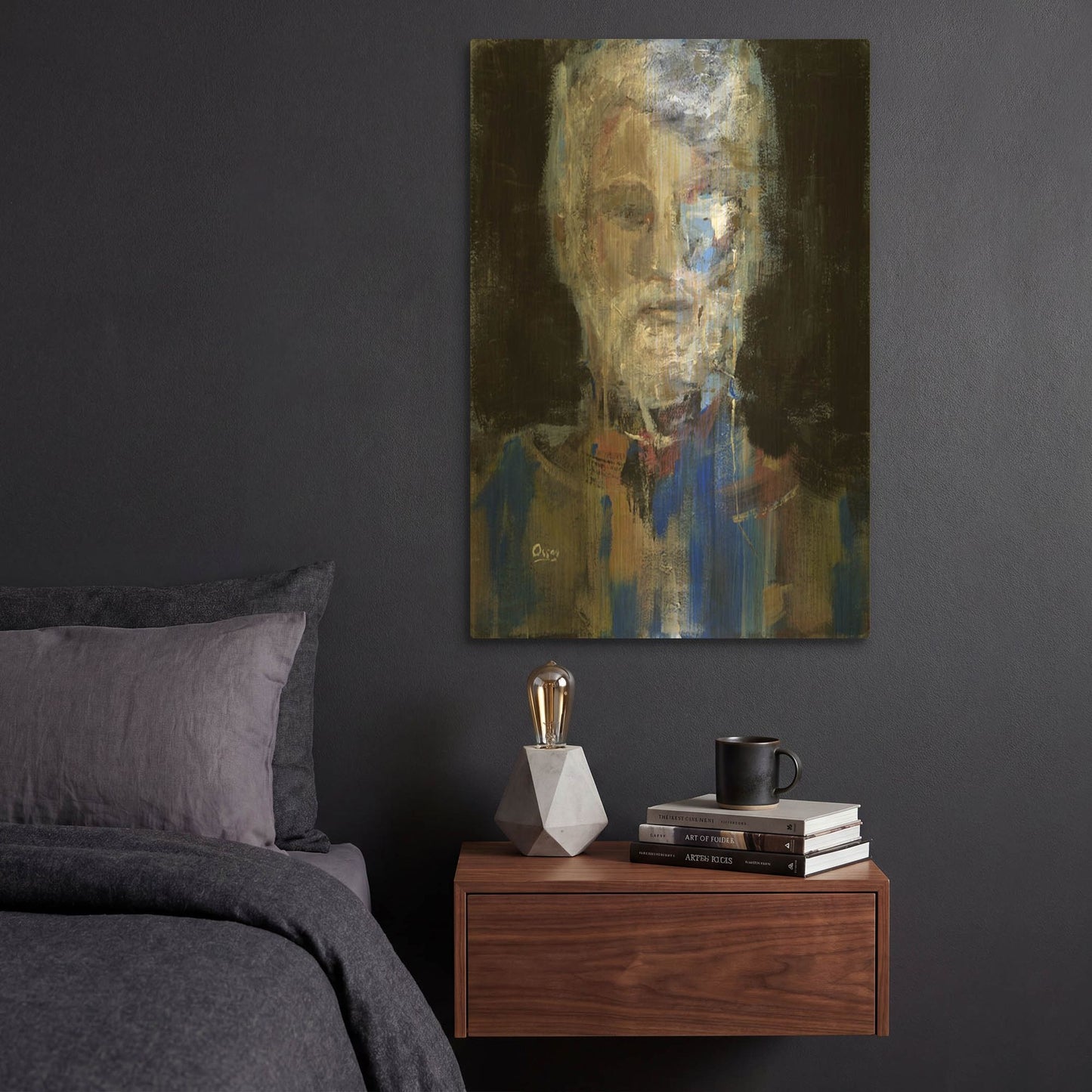 'Portrait 3' By Oscar Alvarez Pardo Gold Metal Wall Art
