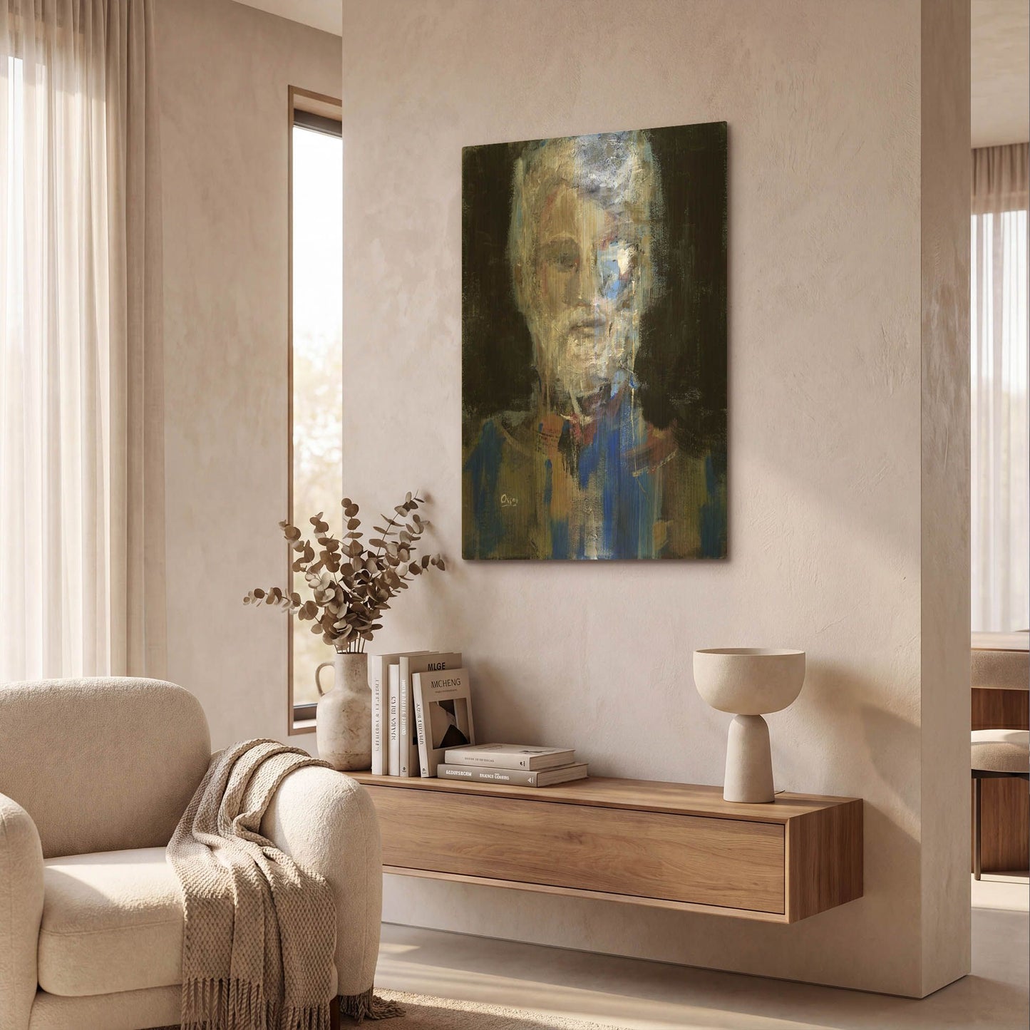 'Portrait 3' By Oscar Alvarez Pardo Gold Metal Wall Art