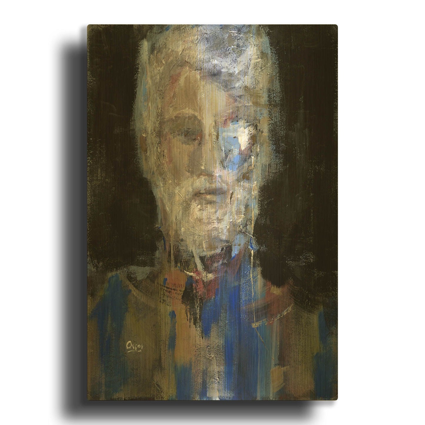 'Portrait 3' By Oscar Alvarez Pardo Gold Metal Wall Art
