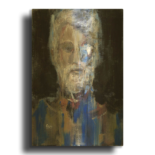 'Portrait 3' By Oscar Alvarez Pardo Gold Metal Wall Art