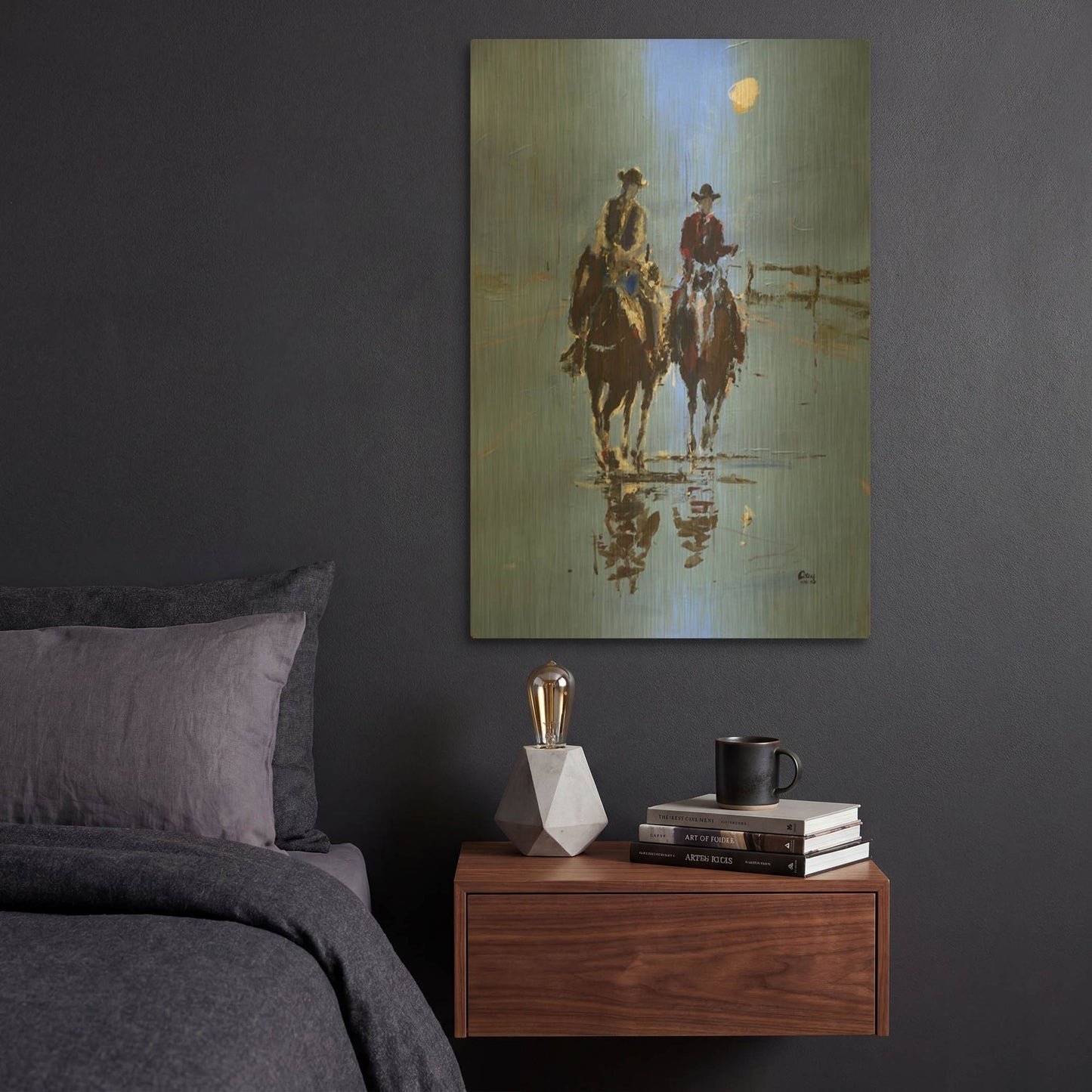 'Moonlight' By Oscar Alvarez Pardo Gold Metal Wall Art