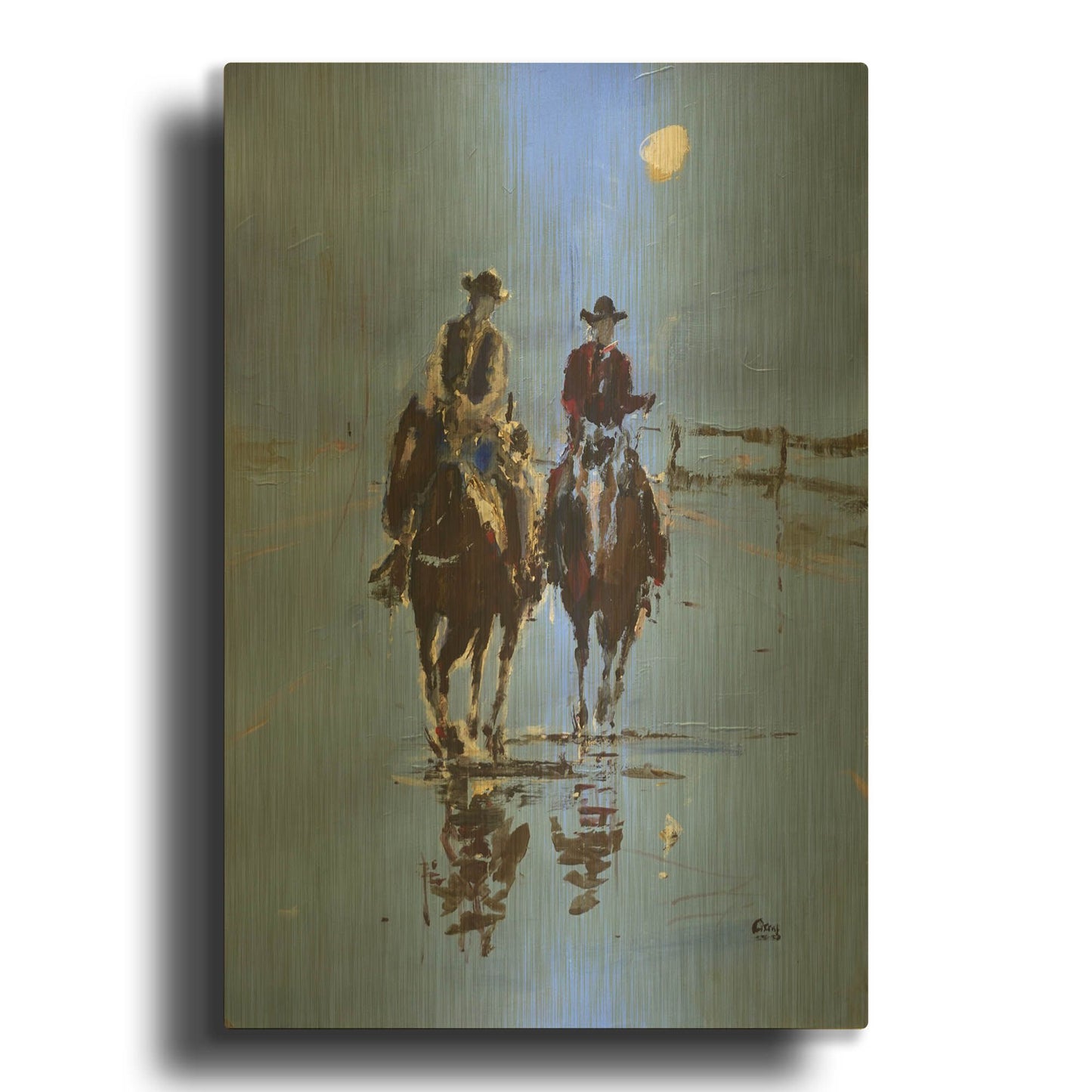 'Moonlight' By Oscar Alvarez Pardo Gold Metal Wall Art