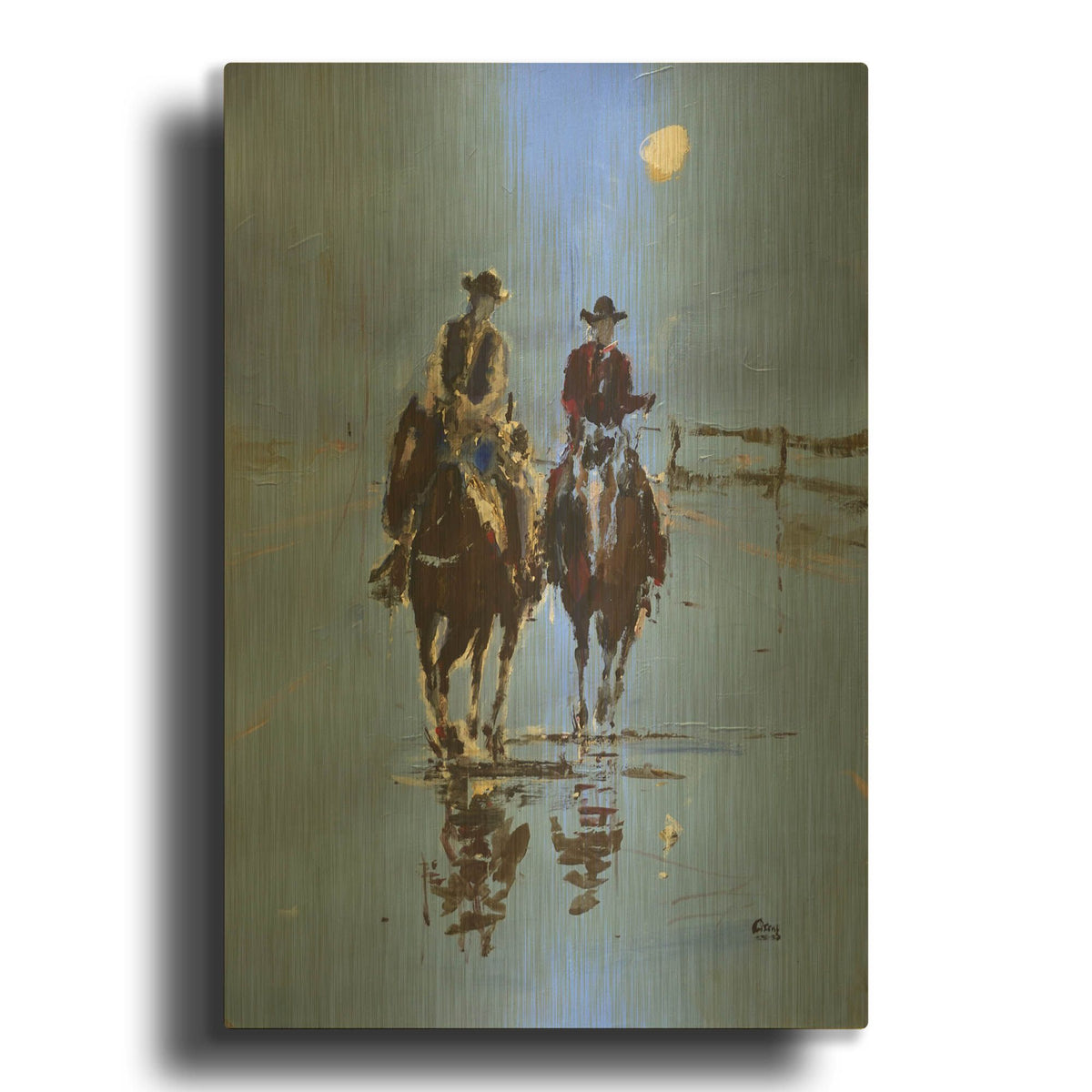 'Moonlight' By Oscar Alvarez Pardo Gold Metal Wall Art