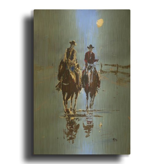 'Moonlight' By Oscar Alvarez Pardo Gold Metal Wall Art