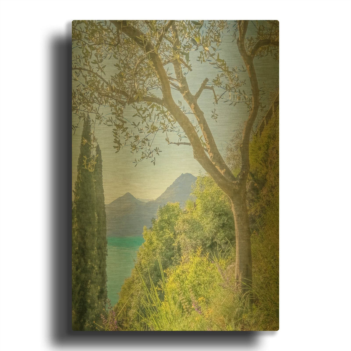 'Lago di Como View 2' By Brooke T. Ryan Gold Metal Wall Art
