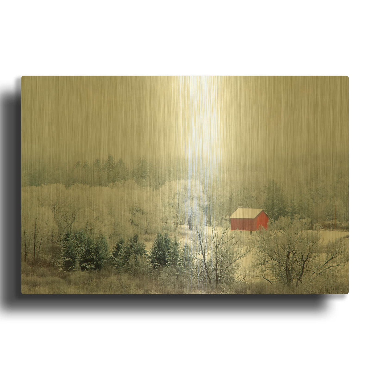 'Red Barn' By Brooke T. Ryan Gold Metal Wall Art