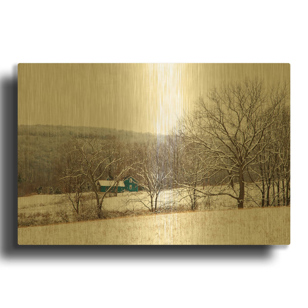 'Teal Farmhouse' By Brooke T. Ryan Gold Metal Wall Art