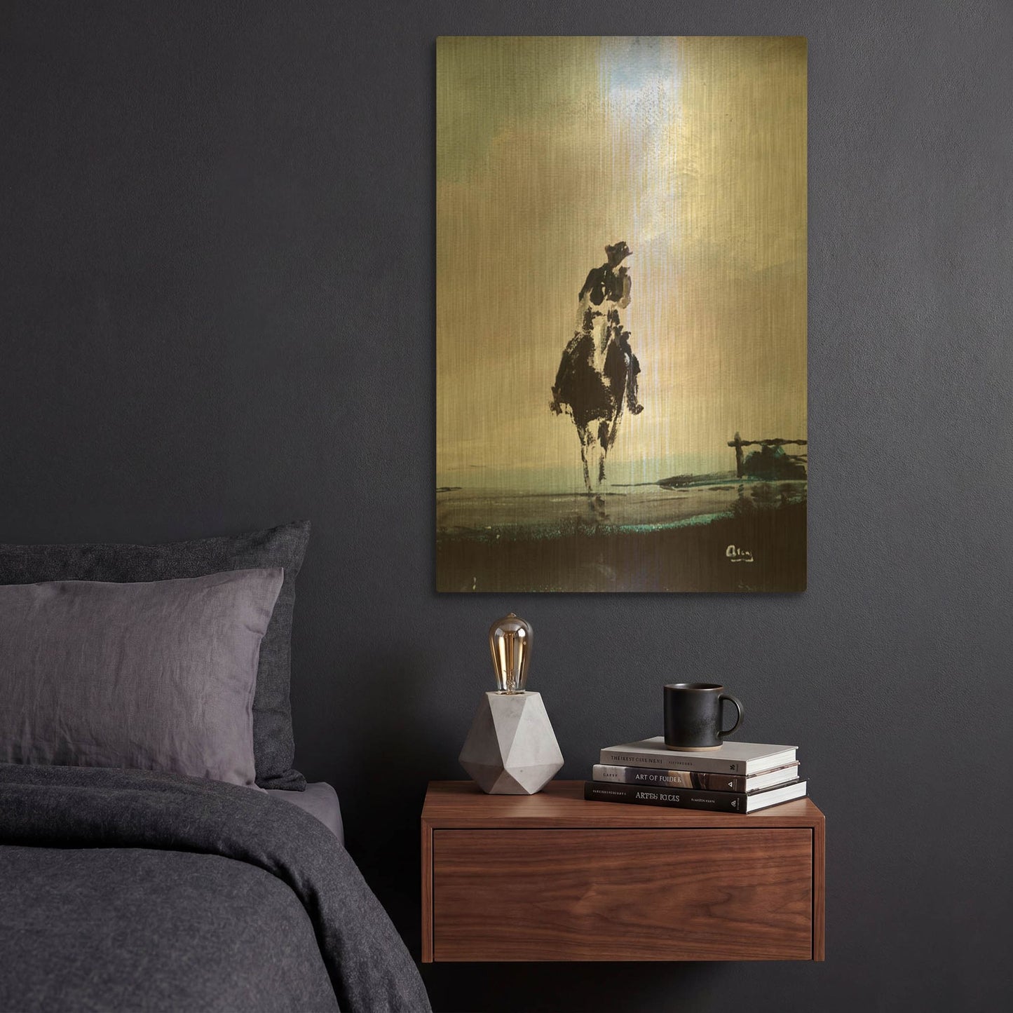 'Hazy' By Oscar Alvarez Pardo Gold Metal Wall Art