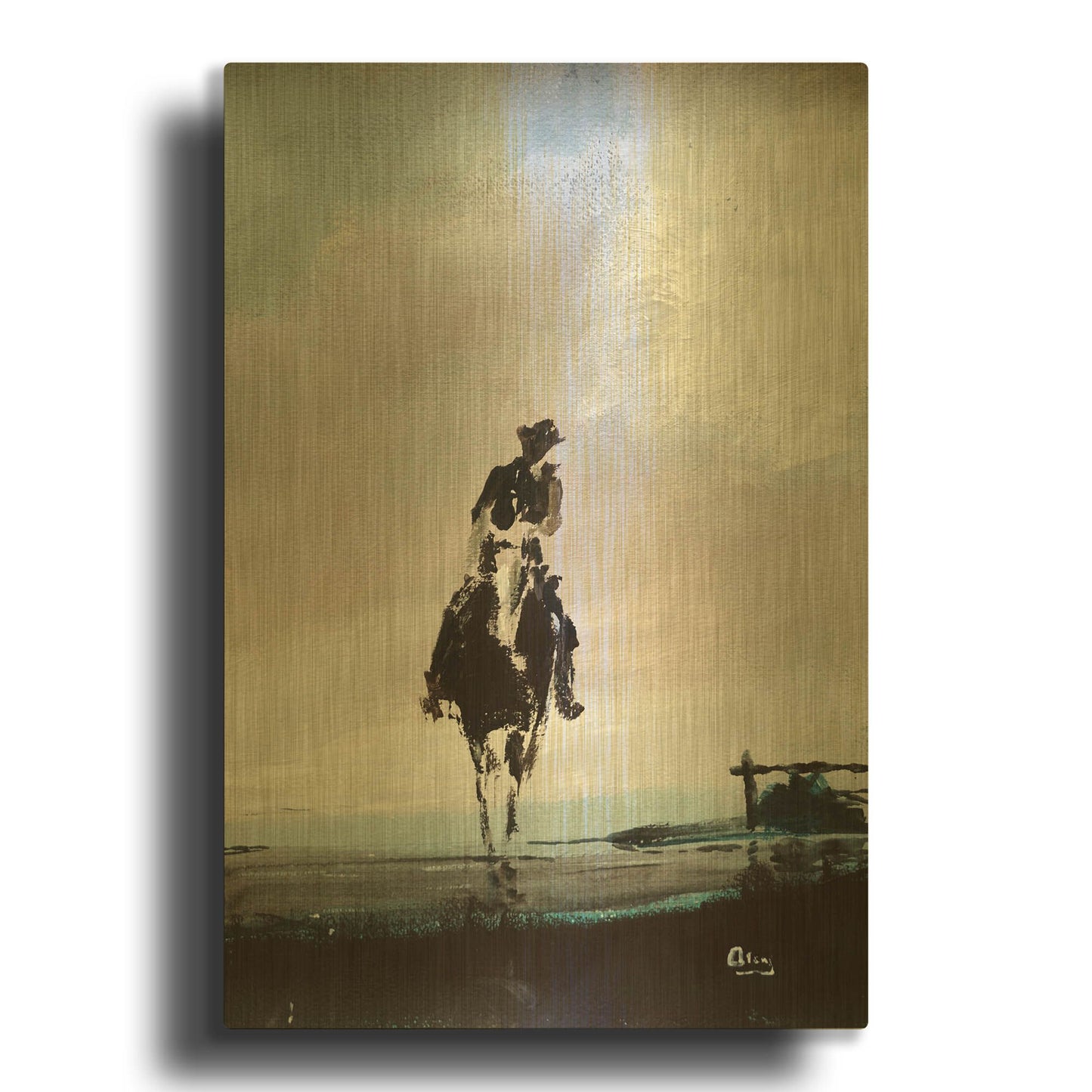 'Hazy' By Oscar Alvarez Pardo Gold Metal Wall Art