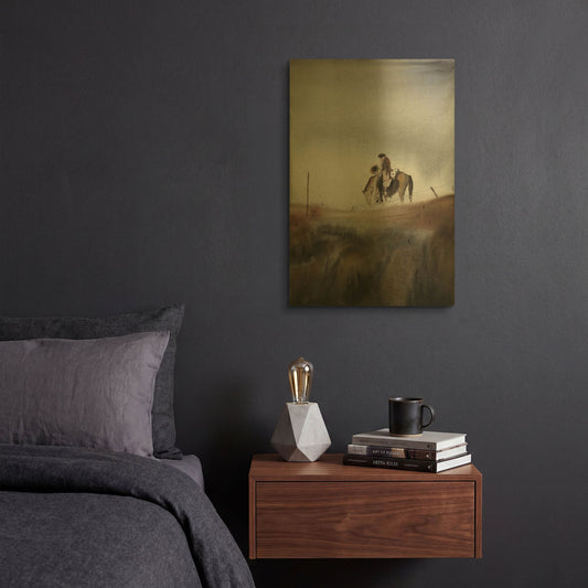 'Melancholy' By Oscar Alvarez Pardo Gold Metal Wall Art