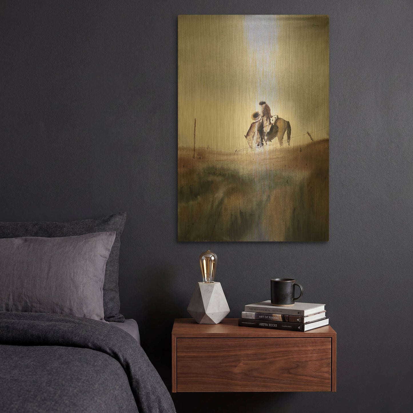 'Melancholy' By Oscar Alvarez Pardo Gold Metal Wall Art