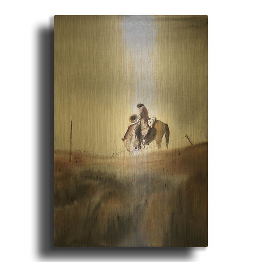 'Melancholy' By Oscar Alvarez Pardo Gold Metal Wall Art