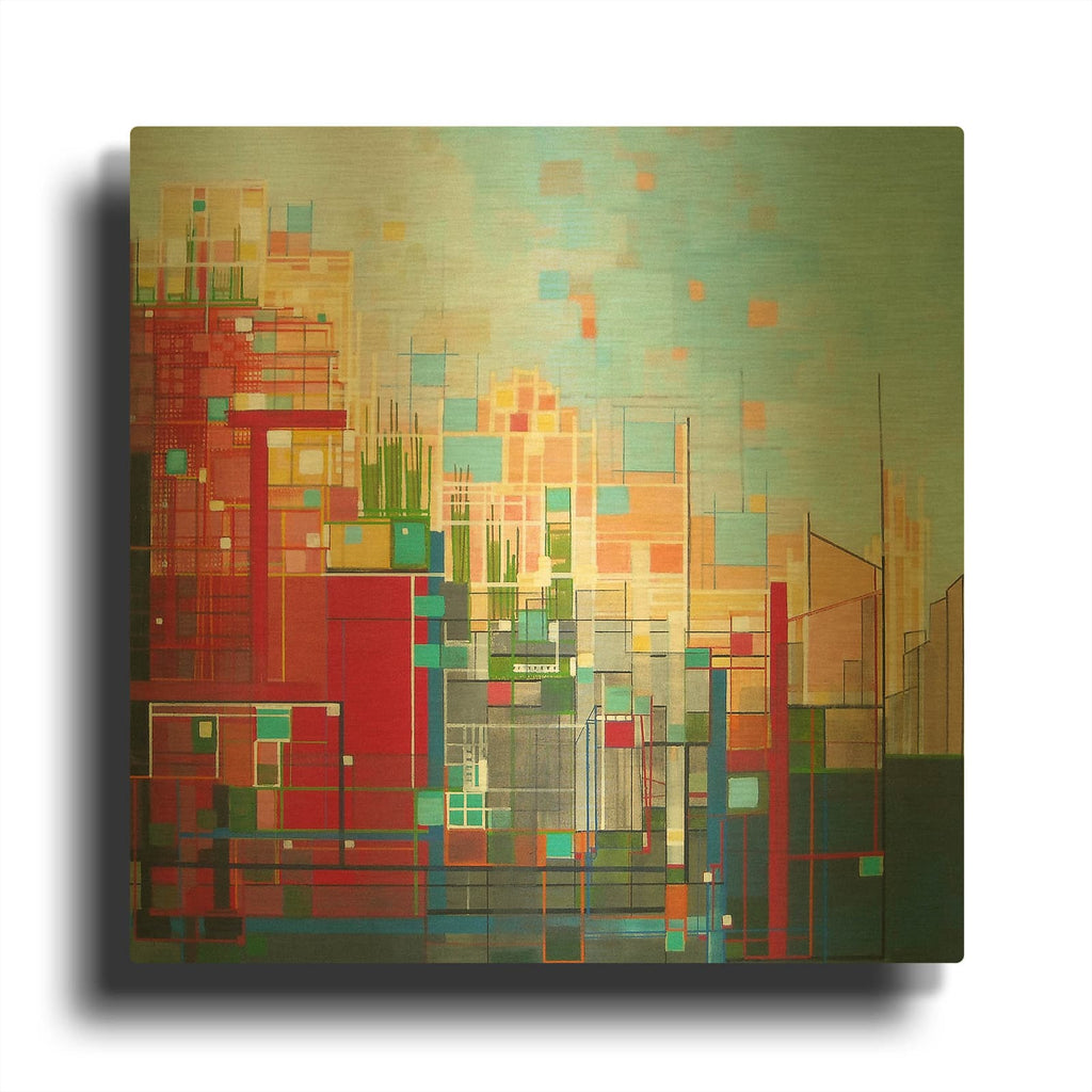 'Neighborhood 8 Meridian' By Carol Joy Shannon Gold Metal Wall Art
