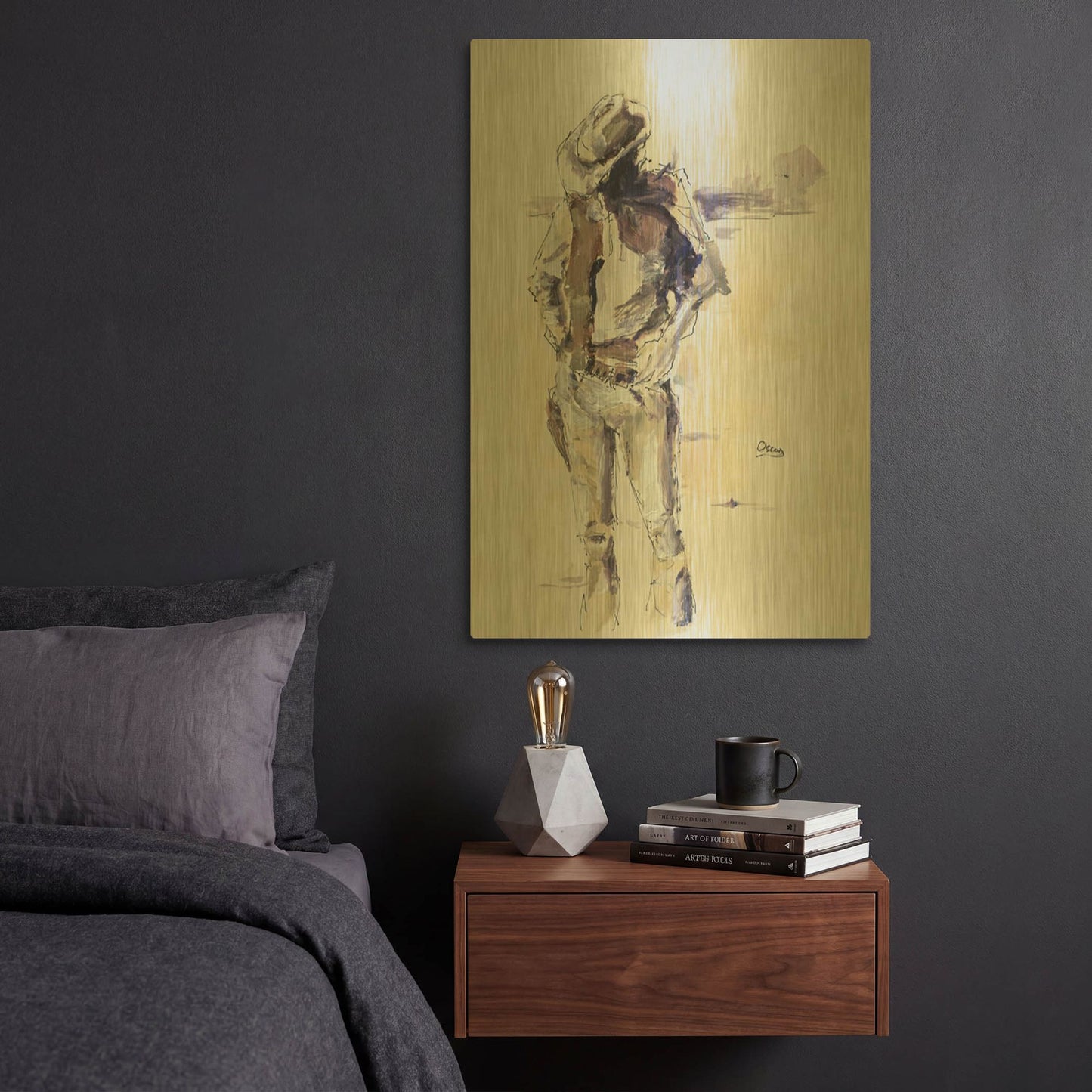 'Sketch' By Oscar Alvarez Pardo Gold Metal Wall Art