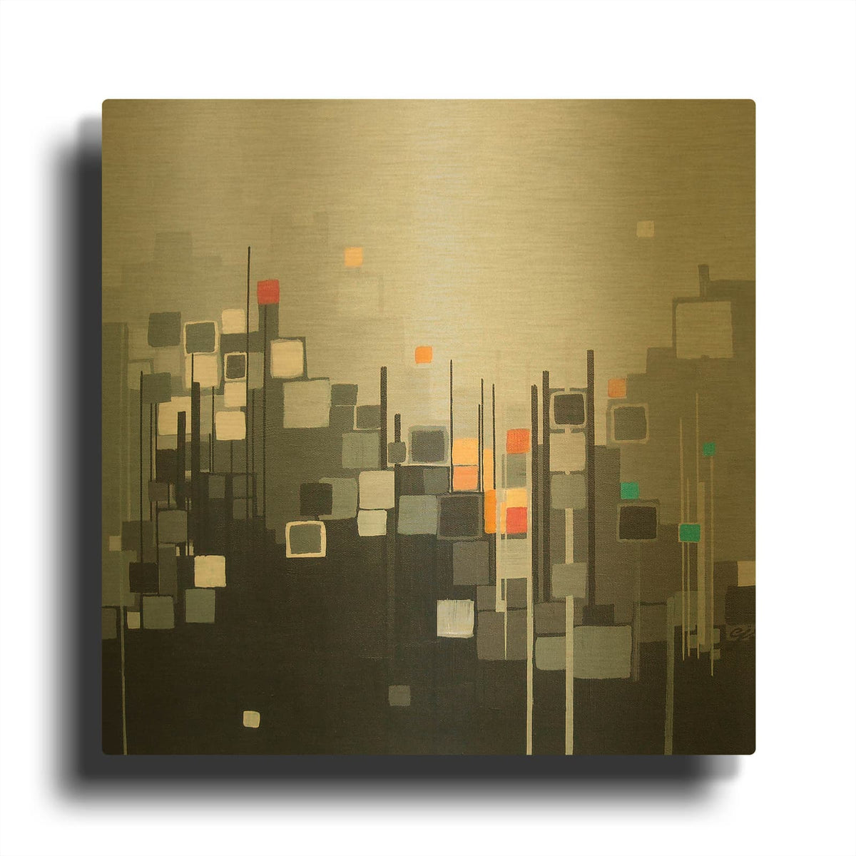 'Monochrome XII' By Carol Joy Shannon Gold Metal Wall Art