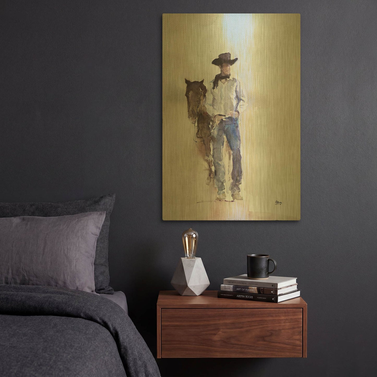 'Lucid' By Oscar Alvarez Pardo Gold Metal Wall Art
