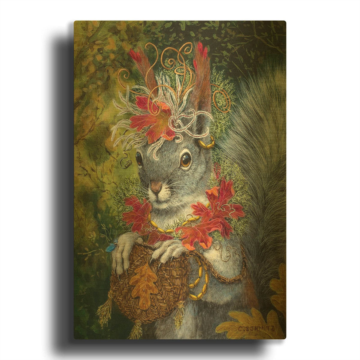 'The Squirrel' By Carolyn Schmitz Gold Metal Wall Art
