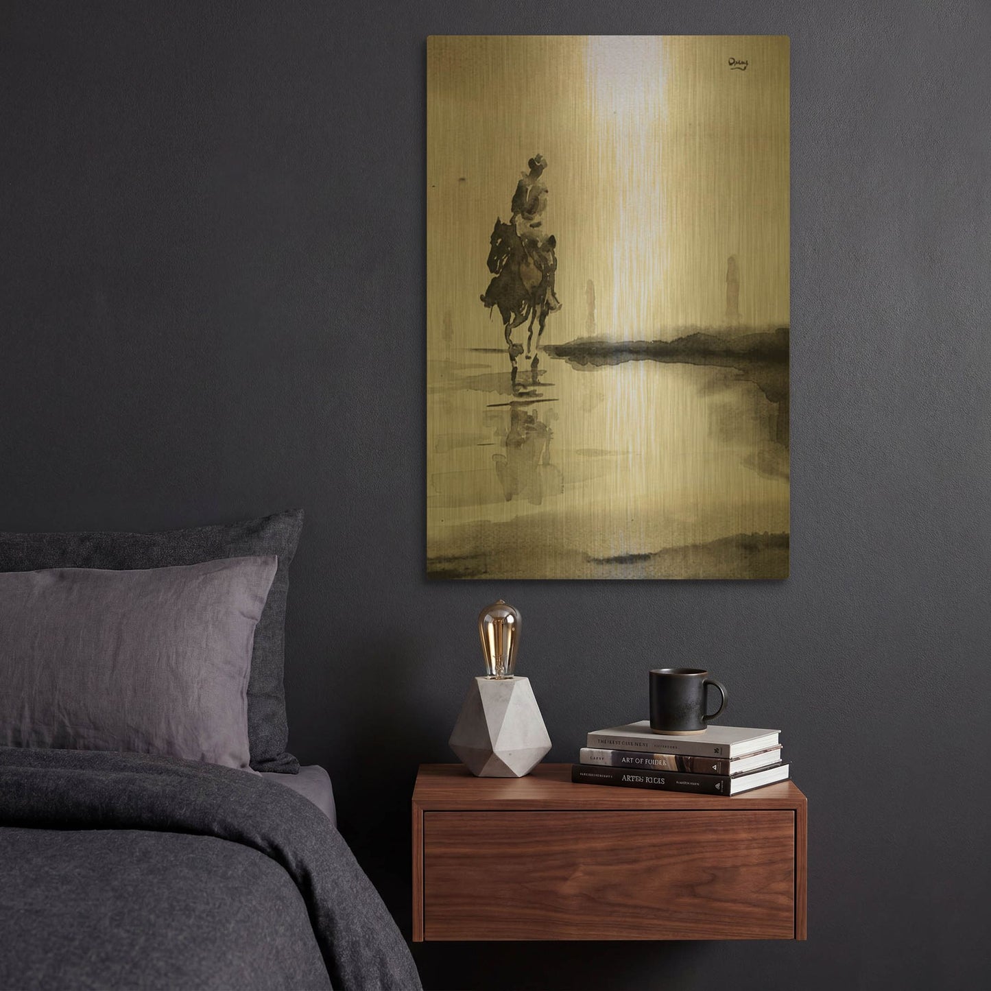 'Daze' By Oscar Alvarez Pardo Gold Metal Wall Art