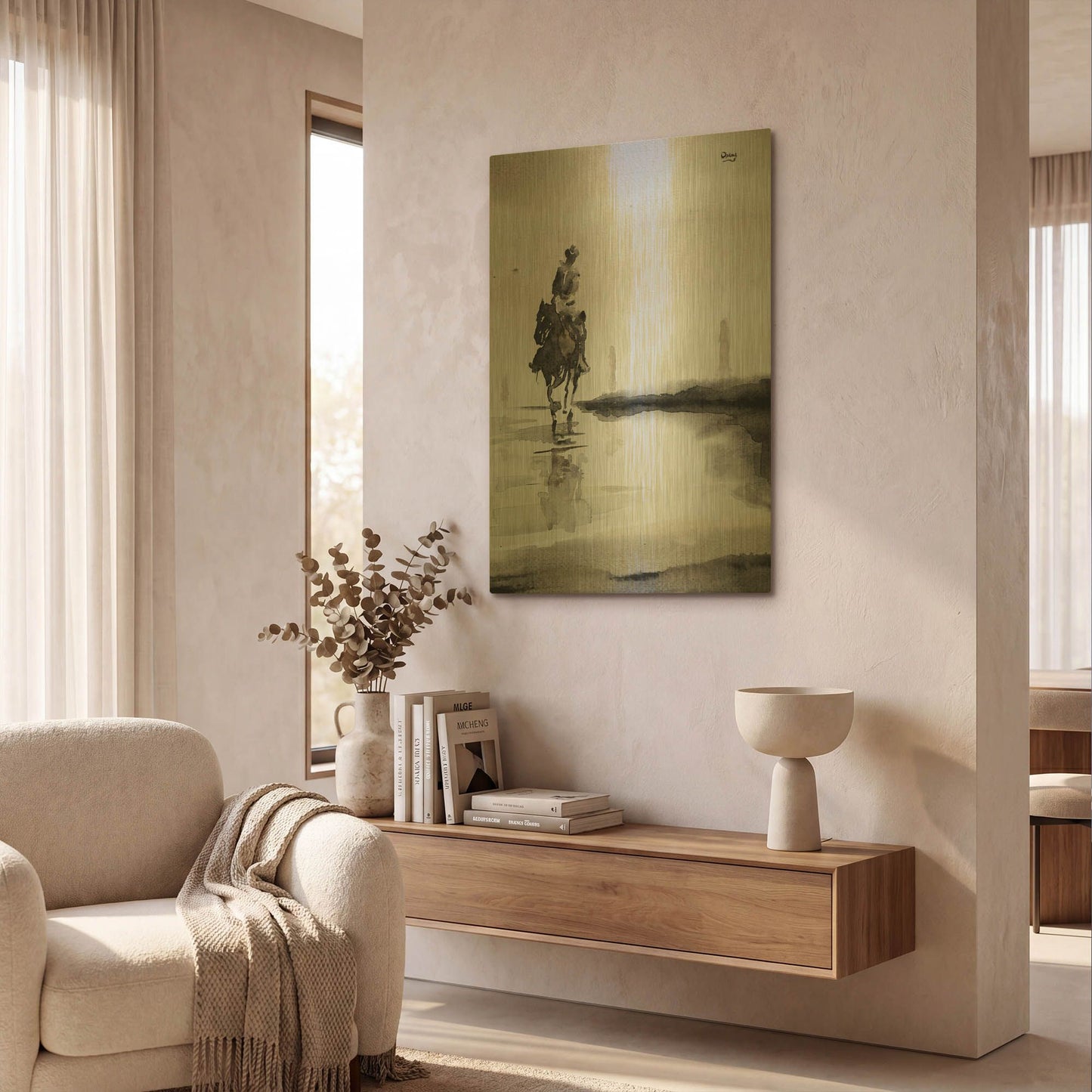 'Daze' By Oscar Alvarez Pardo Gold Metal Wall Art