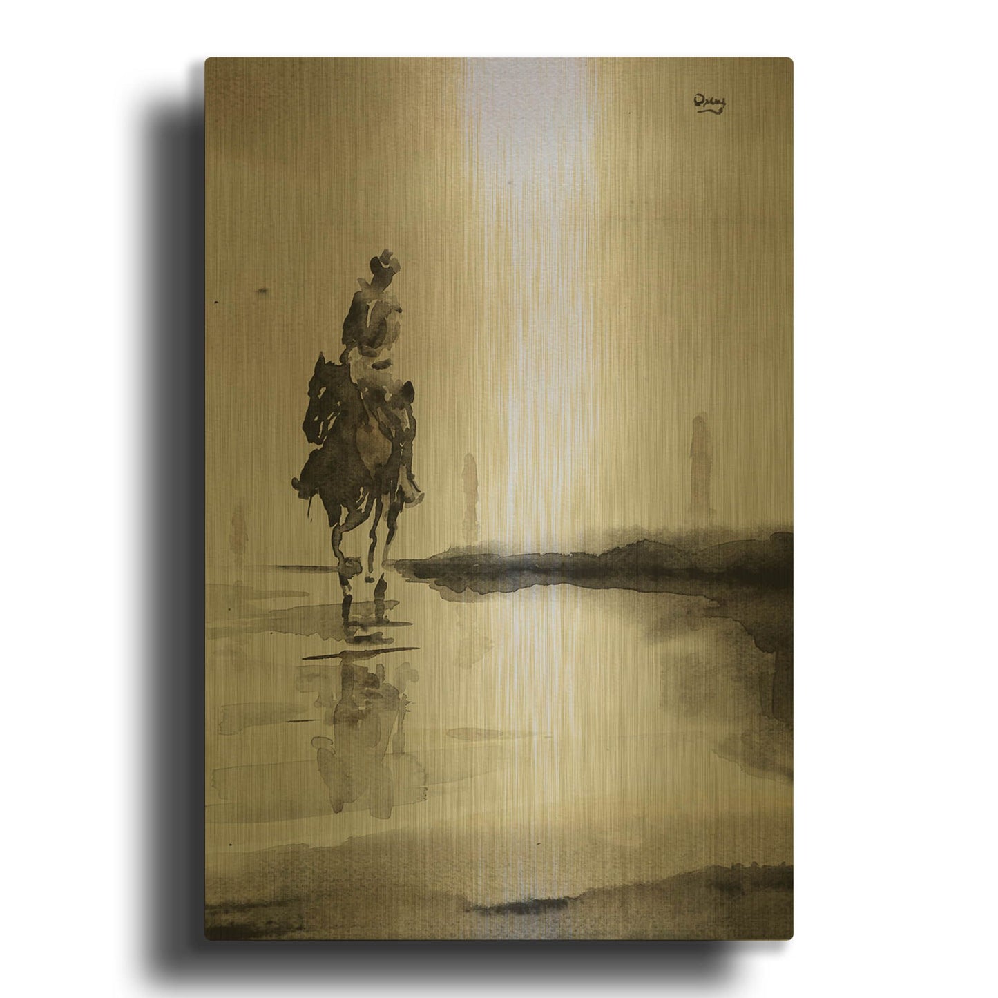 'Daze' By Oscar Alvarez Pardo Gold Metal Wall Art