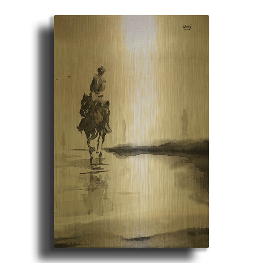 'Daze' By Oscar Alvarez Pardo Gold Metal Wall Art