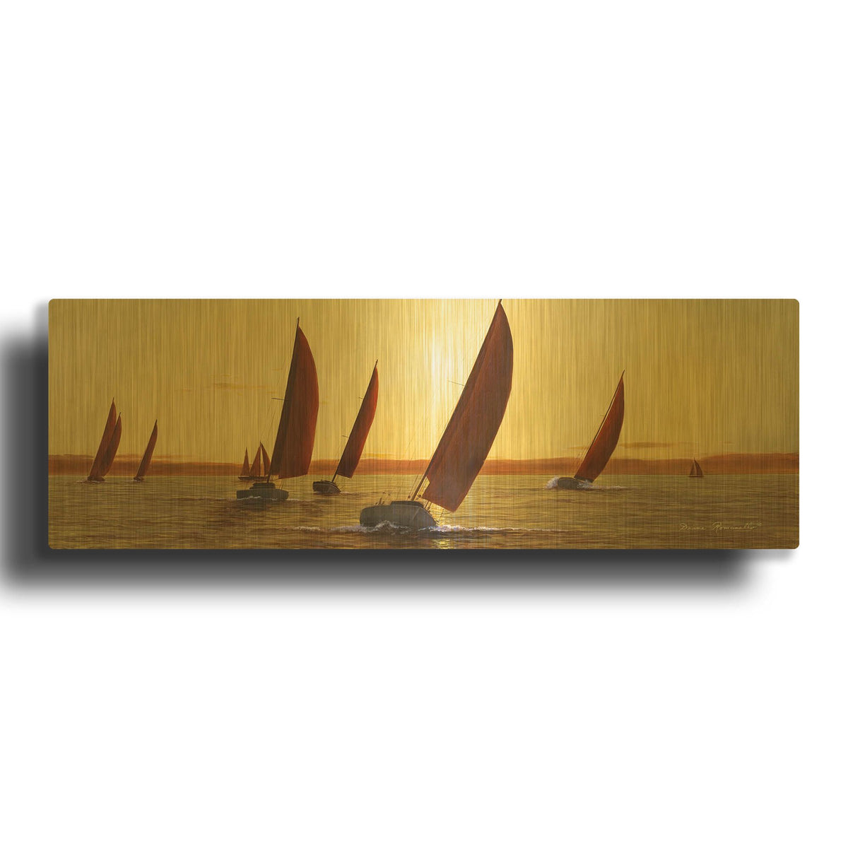 'Sailing, Sailing' By Diane Romanello Gold Metal Wall Art