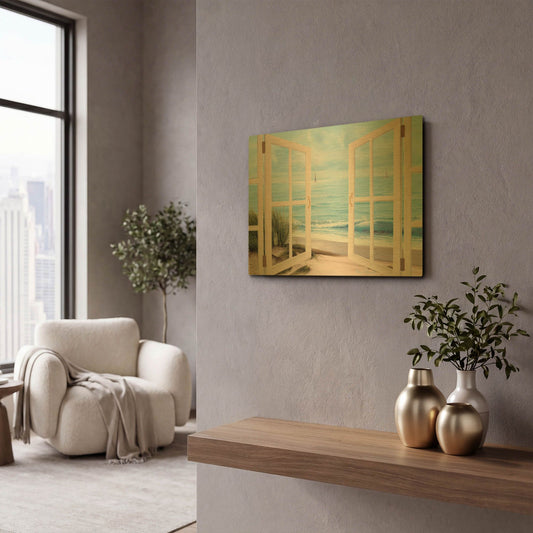 'Sandpiper Beach Door' By Diane Romanello Gold Metal Wall Art