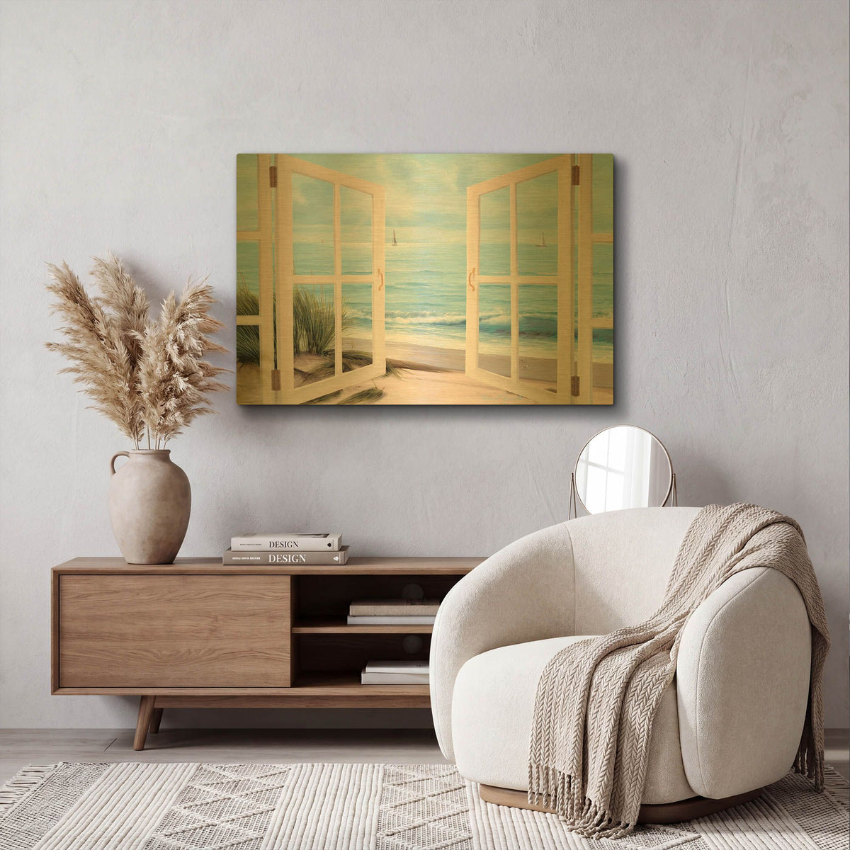 'Sandpiper Beach Door' By Diane Romanello Gold Metal Wall Art