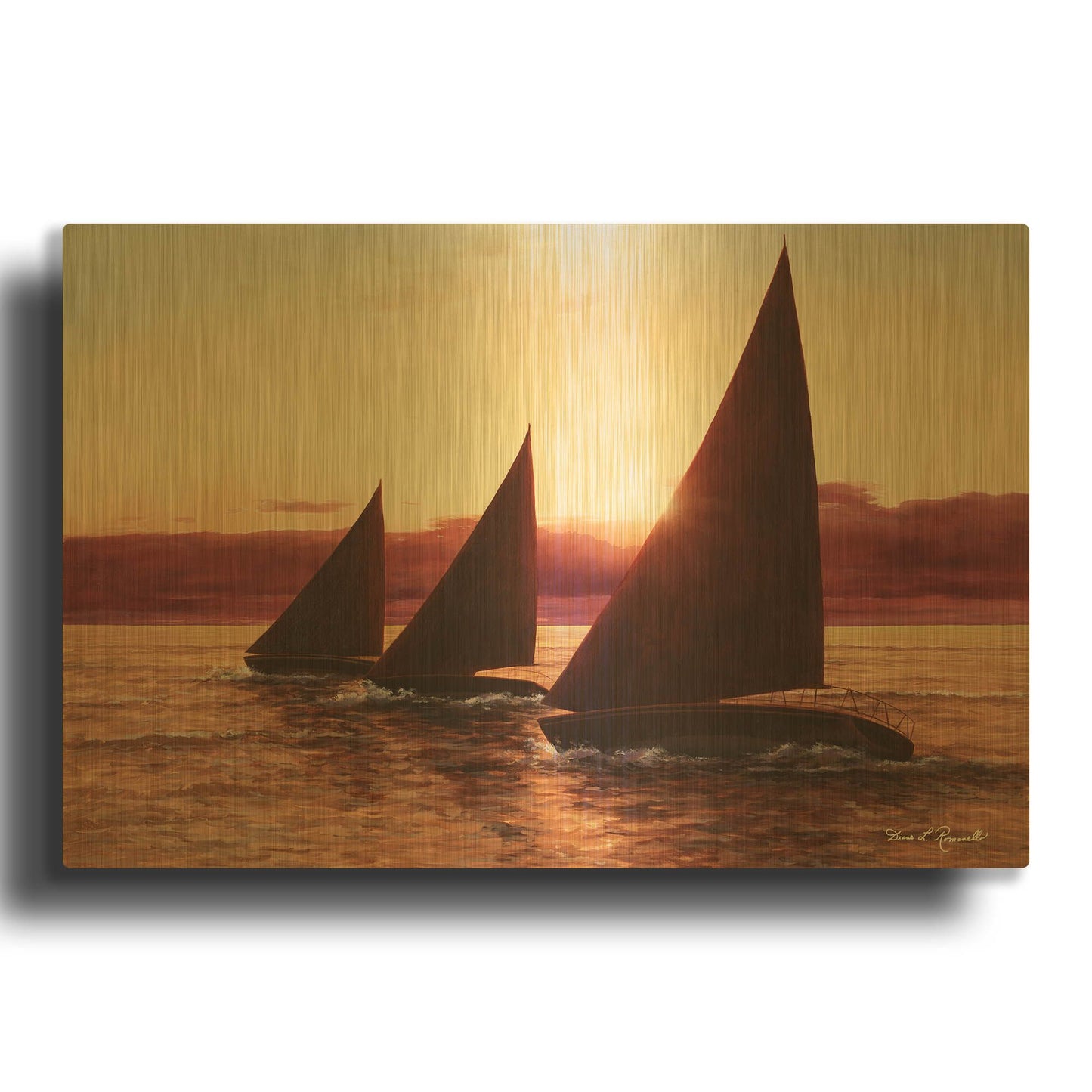 'Evening Sails' By Diane Romanello Gold Metal Wall Art