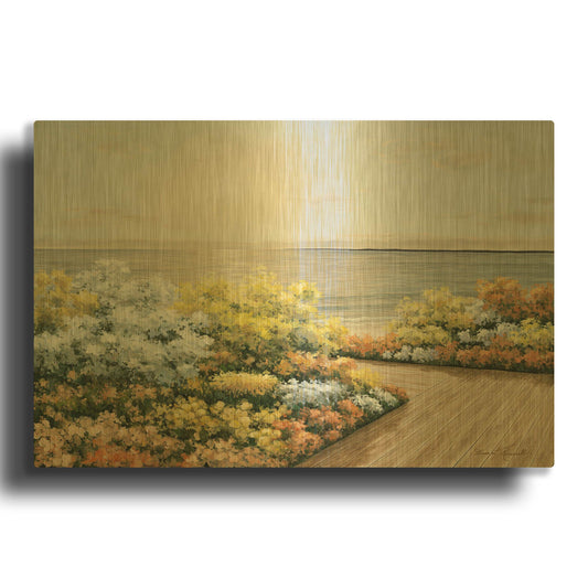 'Deck & Flowers' By Diane Romanello Gold Metal Wall Art