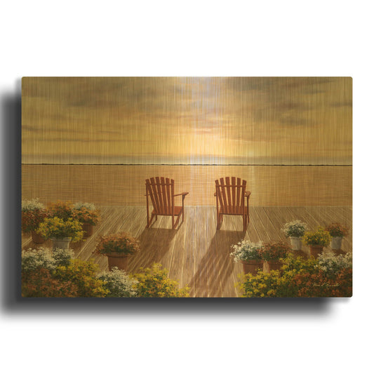 'Evening Deck View' By Diane Romanello Gold Metal Wall Art