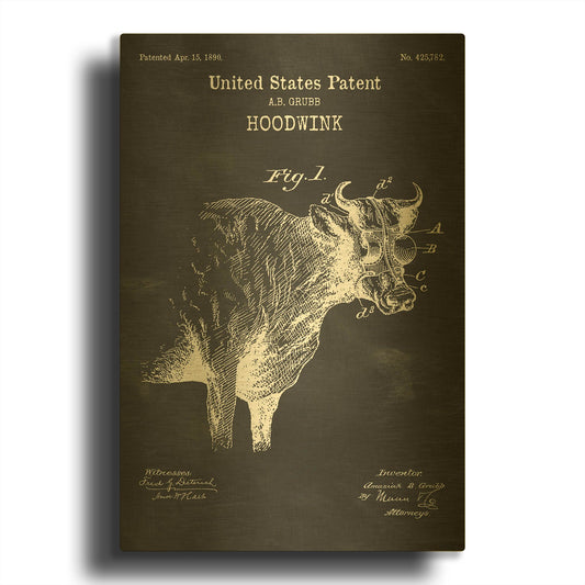 'Hoodwink Blueprint Patent Chalkboard' By LUXE Gold Metal Wall Art