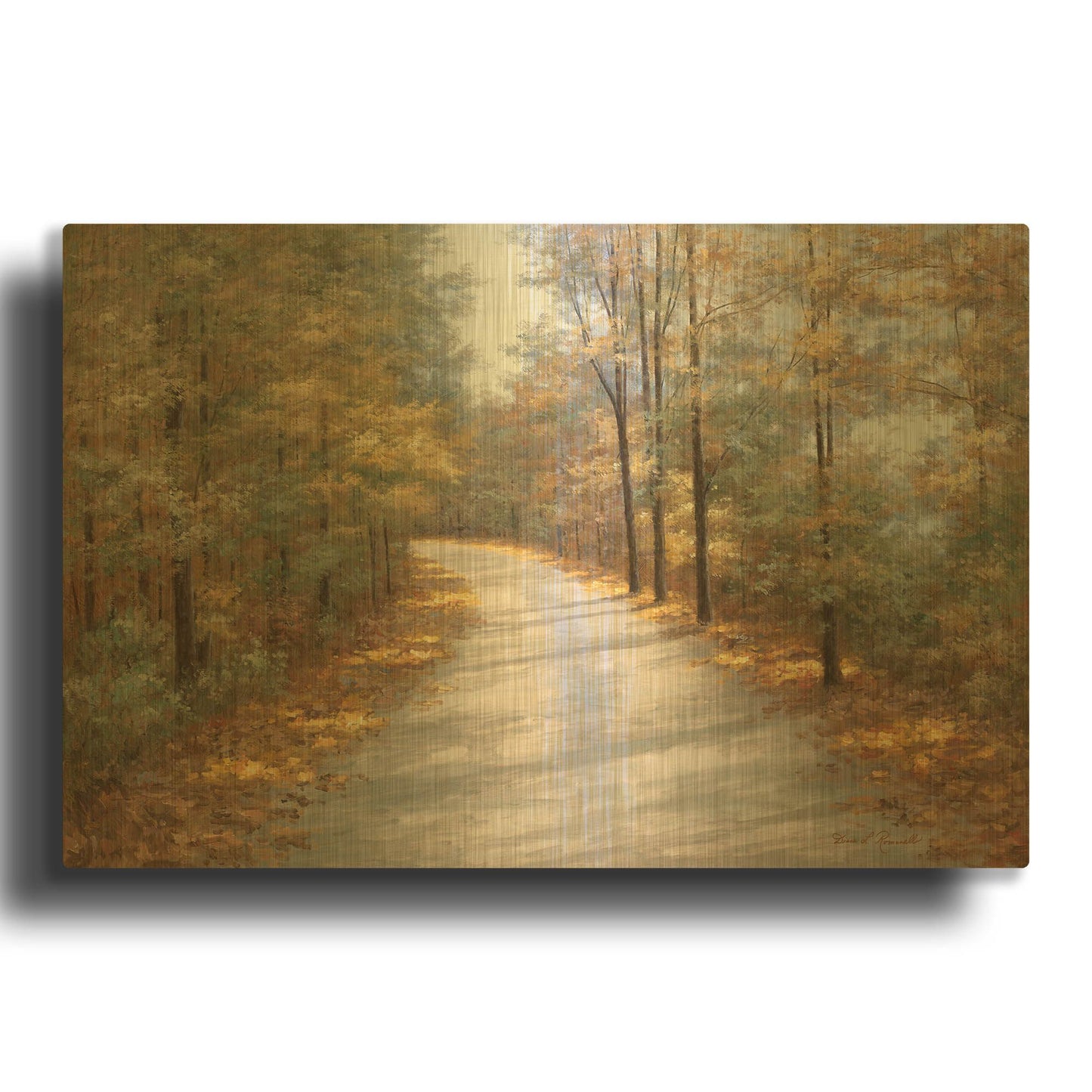 'Walking in Fall' By Diane Romanello Gold Metal Wall Art