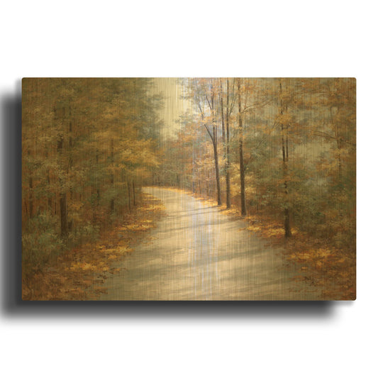 'Walking in Fall' By Diane Romanello Gold Metal Wall Art