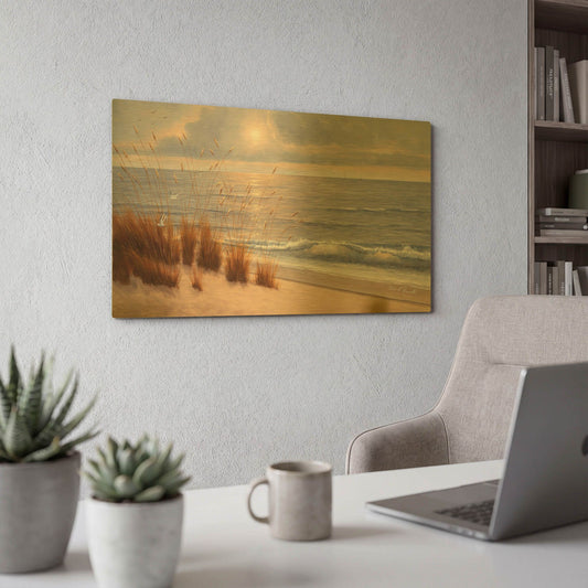 'R647D - Seashore' By Diane Romanello Gold Metal Wall Art