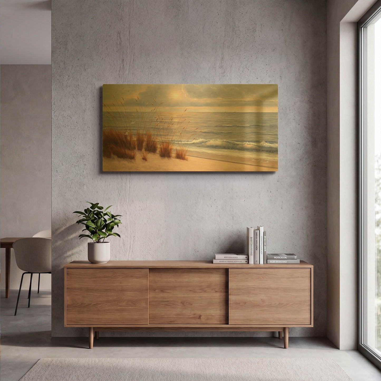 'R647D - Seashore' By Diane Romanello Gold Metal Wall Art