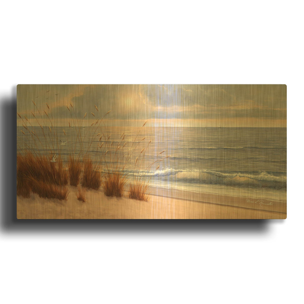 'R647D - Seashore' By Diane Romanello Gold Metal Wall Art