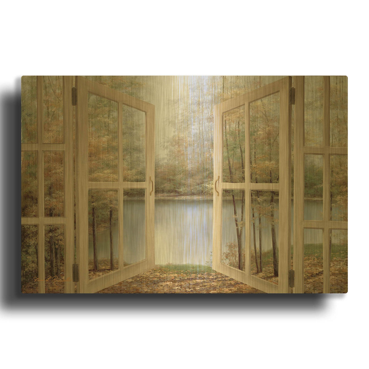 'R749D - Autumn Woods' By Diane Romanello Gold Metal Wall Art