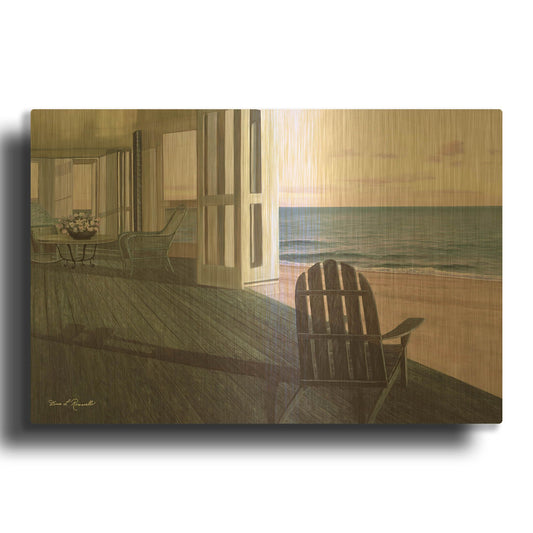 'R750D - Beach House' By Diane Romanello Gold Metal Wall Art