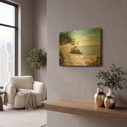 'R752D - Blue Serenade' By Diane Romanello Gold Metal Wall Art