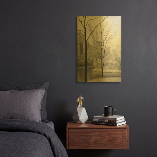 'R754D - Central Park' By Diane Romanello Gold Metal Wall Art