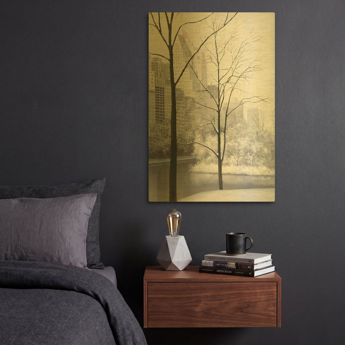 'R754D - Central Park' By Diane Romanello Gold Metal Wall Art
