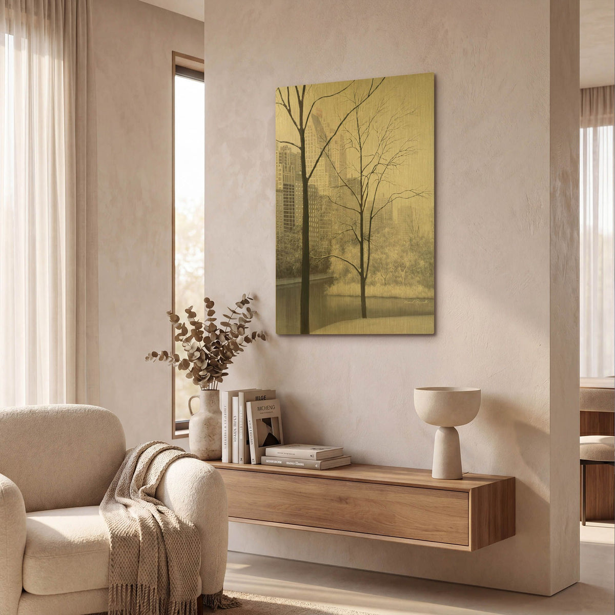 'R754D - Central Park' By Diane Romanello Gold Metal Wall Art