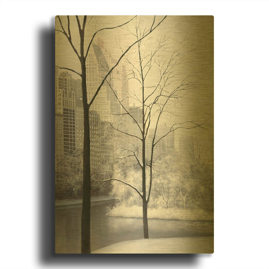 'R754D - Central Park' By Diane Romanello Gold Metal Wall Art