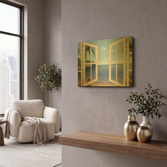 'R756D - Day Dreams Window' By Diane Romanello Gold Metal Wall Art