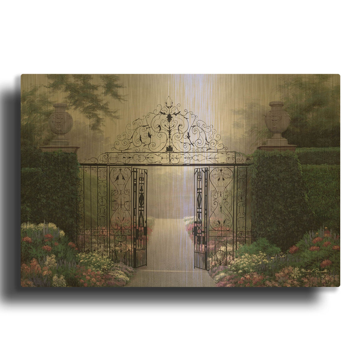 'R758D - Elegant Garden' By Diane Romanello Gold Metal Wall Art