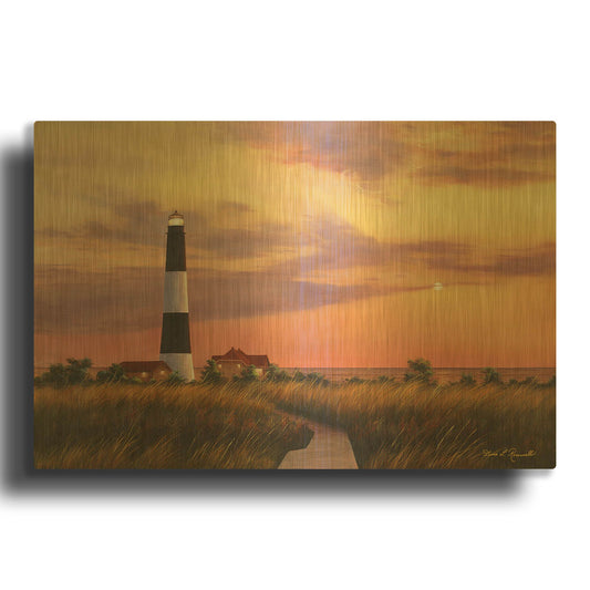 'R759D - Fire Island Lighthouse' By Diane Romanello Gold Metal Wall Art