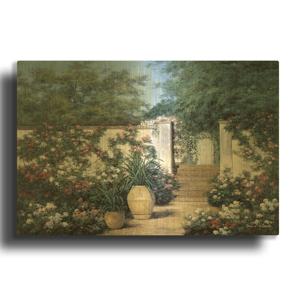 'R766D - Jardin de Fleur' By Diane Romanello Gold Metal Wall Art