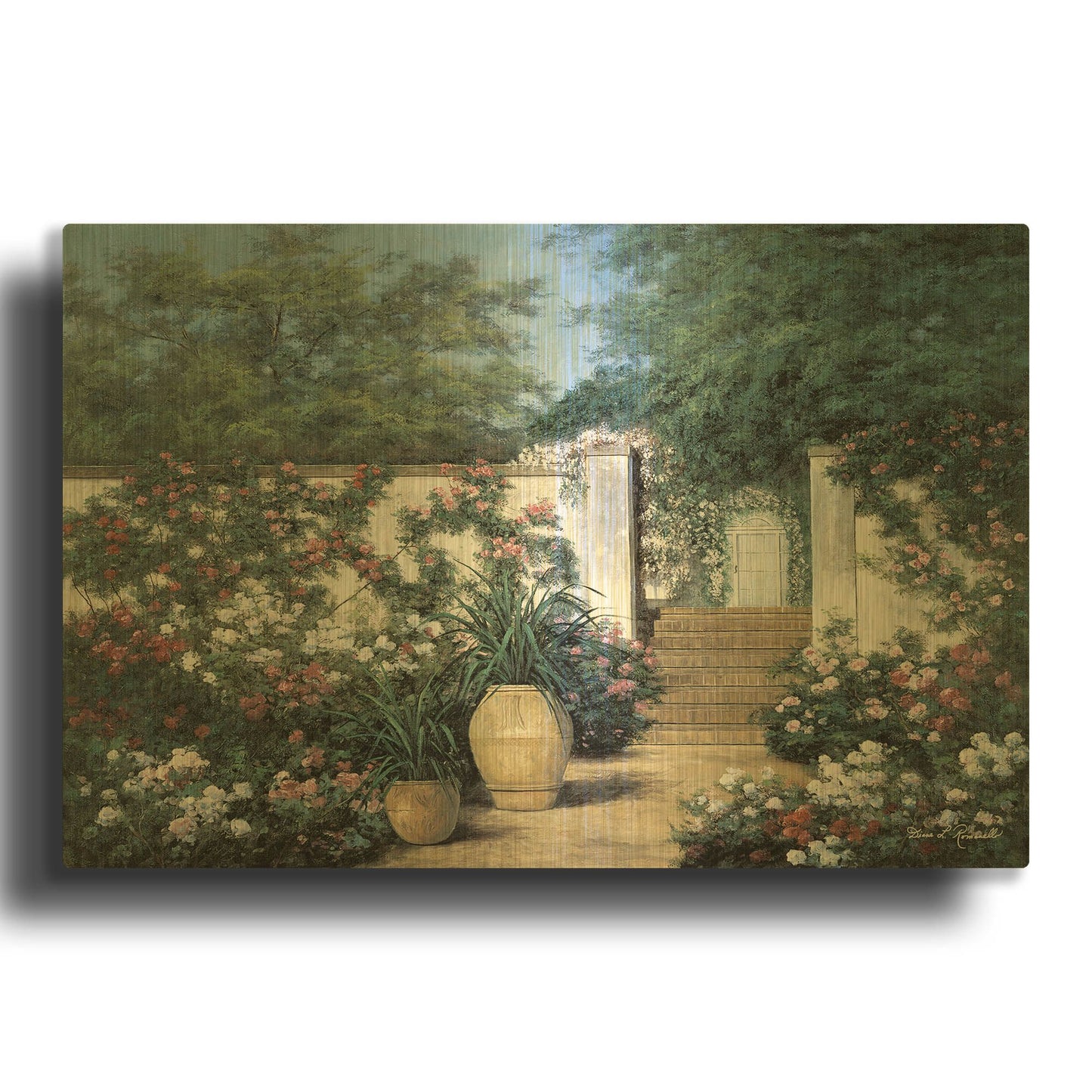 'R766D - Jardin de Fleur' By Diane Romanello Gold Metal Wall Art