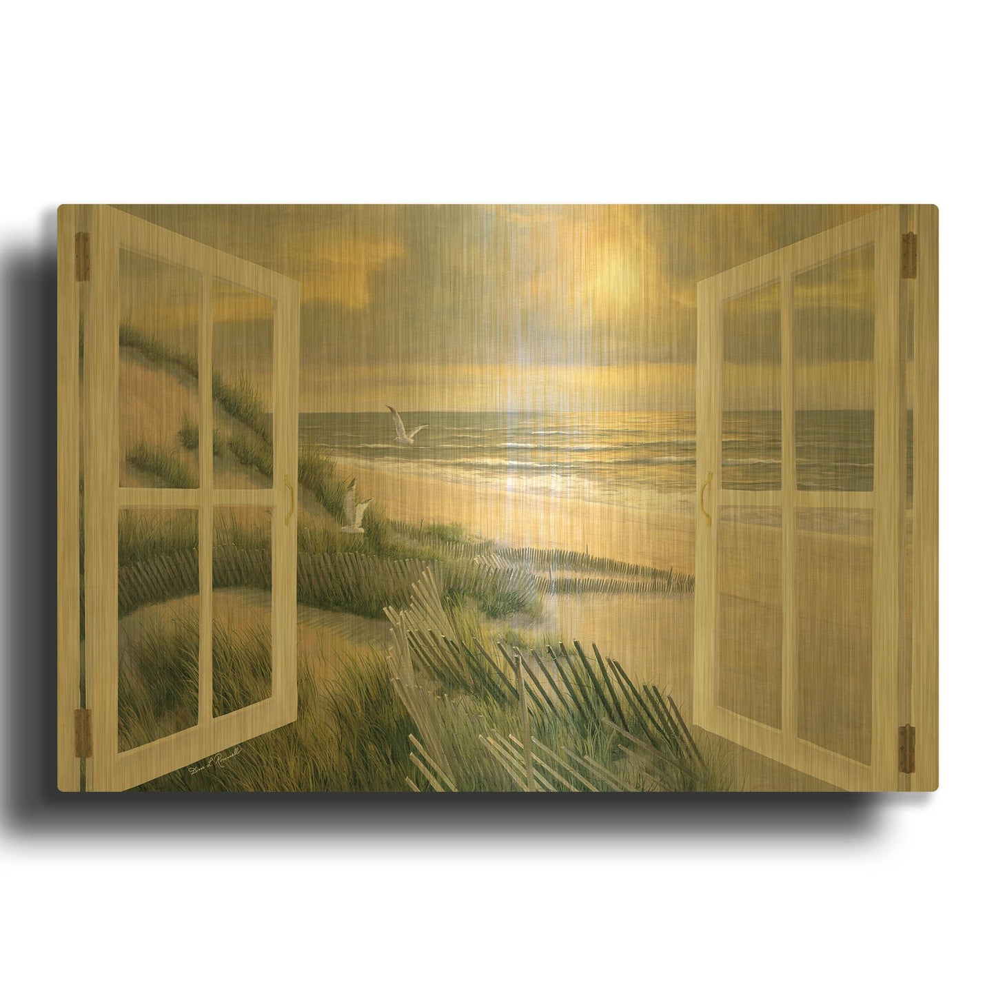 'R768D - Morning Meditation with Windows' By Diane Romanello Gold Metal Wall Art